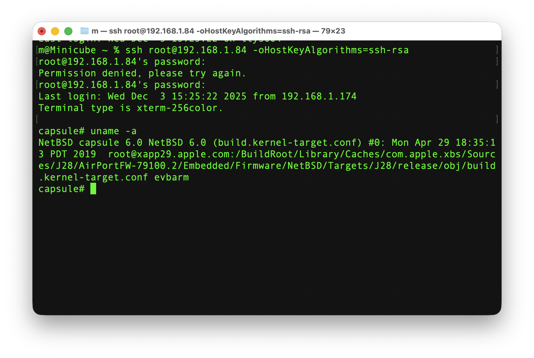 Root access inside Time Capsule